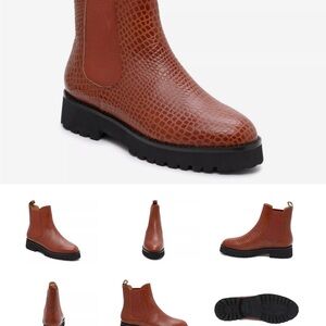 Brown Textured Chelsea Boots